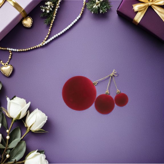 BESTYASH Valentine's Day Velvet Ornaments - Red Shatterproof Baubles 15Pcs