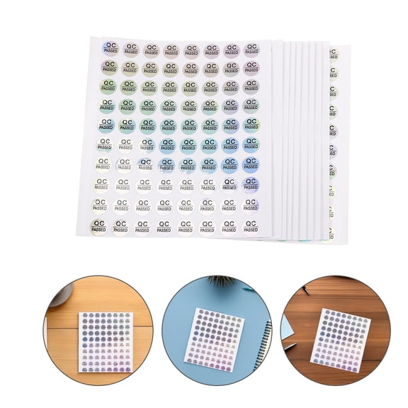 BESTYASH 1600Pcs Clear Printing Plated Silver Qc Passed Stickers for Warehouse Goods Status and Quality Control