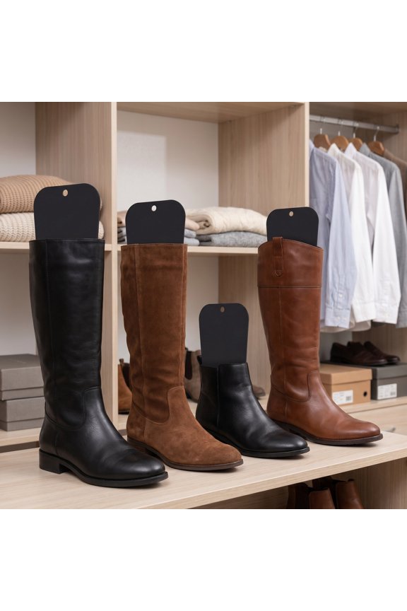 Black Plastic Boot Shapers for Tall Boots, 16 Pieces, Prevent Creasing and Maintain Shape