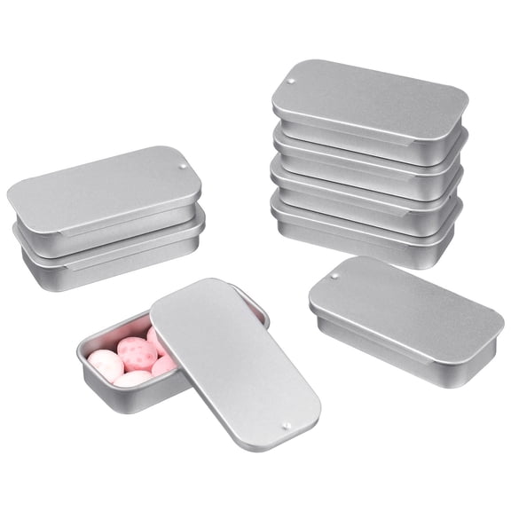 BESTYASH 16Pcs Plated Silver Small Metal Boxes Push Lid Tinplate Containers for Portable Balm Candy