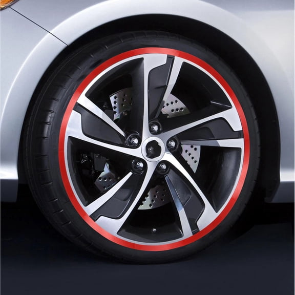 BESTYASH 16Pcs Easy Apply Red Reflective Car Rim Decals for Exterior Automotive Decoration