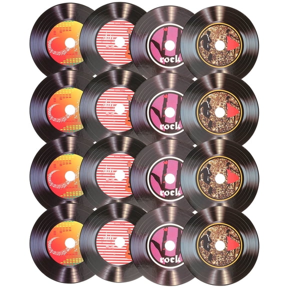 BESTYASH 16-Piece Vinyl Record Wall Decor Set, Assorted Color Paper Records for Home, Office, and Party Decoration