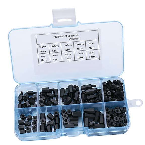 BESTYASH 180Pcs White Nylon Standoff Spacer Tool for Electronic Pc Board with Plastic Storage Box