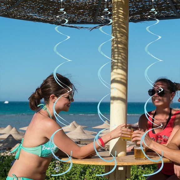 BESTYASH 18Pcs Sky Blue Hanging Swirls Party Decorations Plastic Spiral Pendants for Weddings