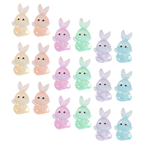 BESTYASH 18pcs Luminous Rabbit Figurine Resin for Garden Landscape Decor