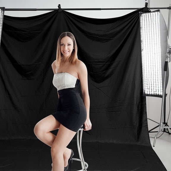 BESTYASH 1-Pack Black Background Photo Backdrop with Simple Design for Photography Studio, Polyester Cotton Material