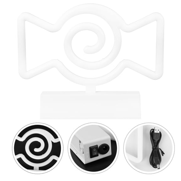 BESTYASH 1Pack LED Candy Sign White Plastic Night Stand Lamp for Bar Decoration and Christmas