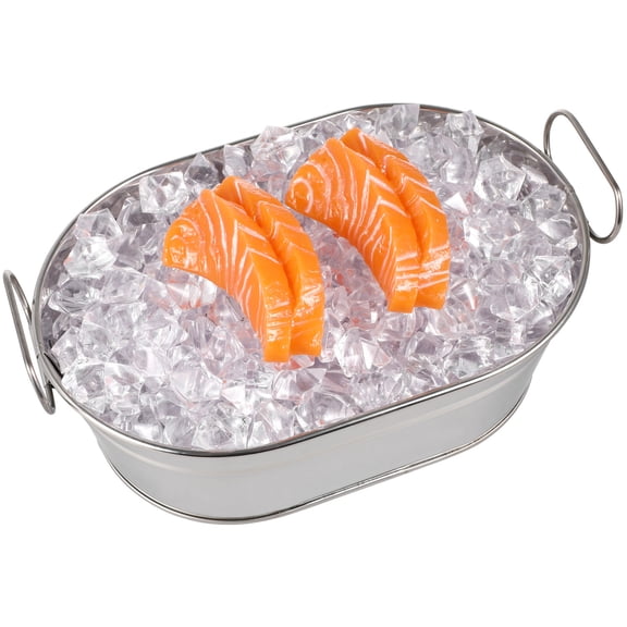 BESTYASH 1Pack Stainless Seafood Platter Storage Barrel Silver for Restaurant Home Use