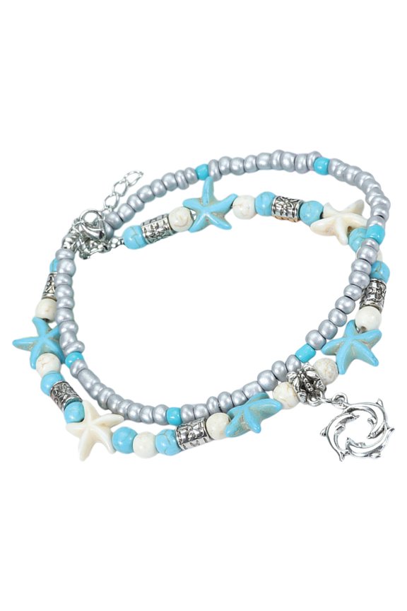 1Pack Water Resistant Anklets Bracelet for Women Multi Color Alloy Jewelry for Beach Vacations