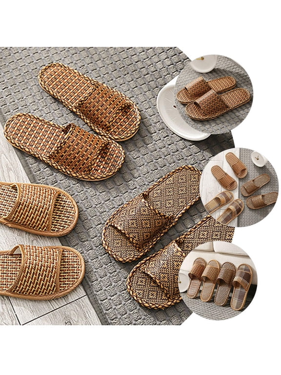 1 Pair Slippers Unisex Light Brown Easy to Wear for Indoor Relaxation At Home