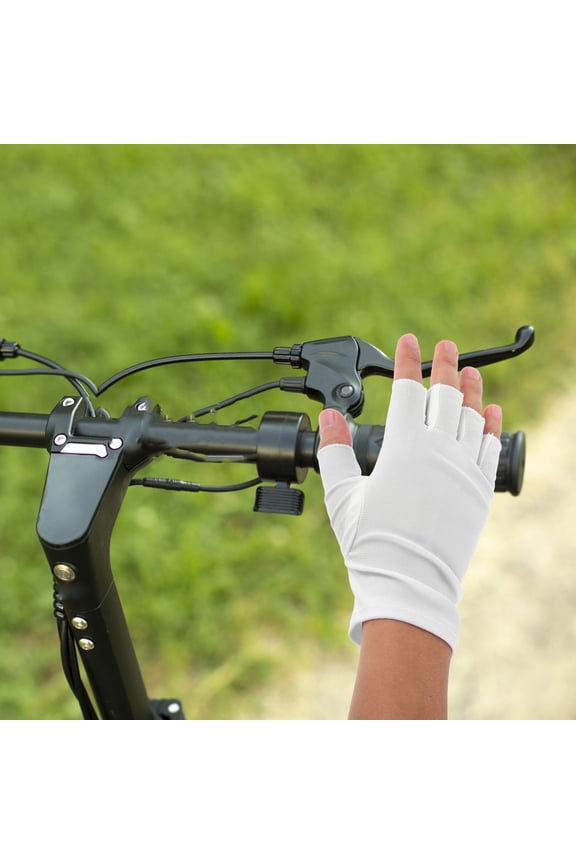 1Pair White Fingerless Gloves for Riding Comfortable Chinlon Material