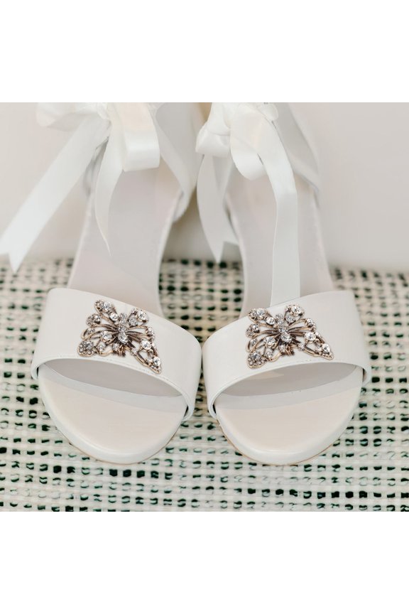 1Pair Bridal Rhinestone Butterfly Shoe Clips Detachable Crystal Buckle High Heels