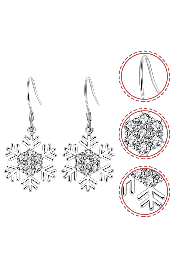 1Pair Christmas Dangle Snowflake Earrings Wedding Party Decoration Jewelry