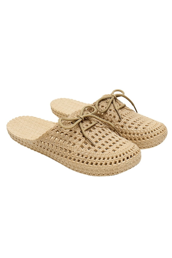 1Pair Coffee Color Hollow Out Summer Sandals Flat Sole Outdoor Casual Shoes