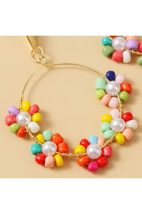1Pair Creative Bead Earrings Chic Ear Pendants Assorted Color Accessories