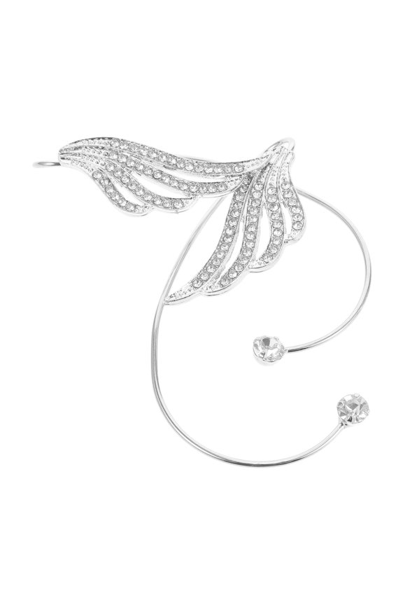 1Pair Creative Wings Ear Cuffs Rhinestone Ear Wrap Earrings for Stylish Decoration