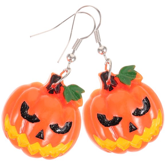 BESTYASH 1Pair Decorative Pumpkin Earrings Orange Dangle Earrings for Theme Party