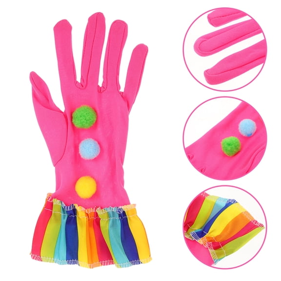 BESTYASH 1Pair Rosy Performance Clown Gloves with Elastic Fit Soft Decorative Gloves for Carnival and Party