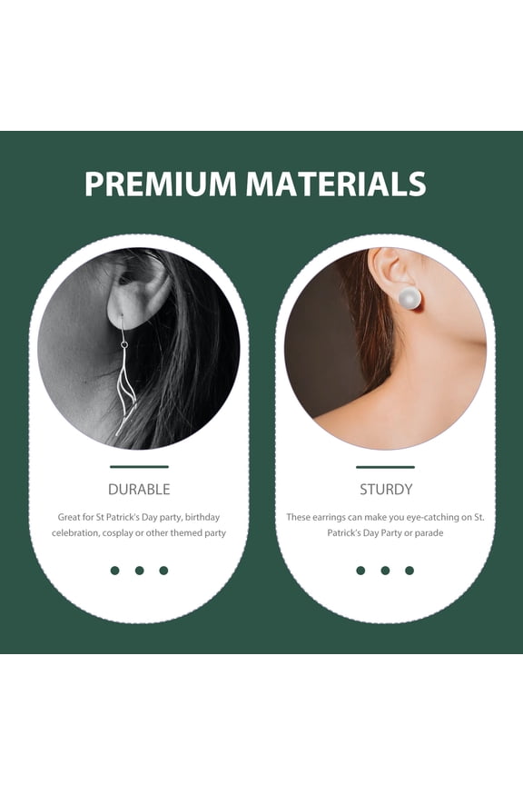 1Pair Golden Shamrock Earrings Set Premium Alloy St Patricks Day Party Jewelry Accessories