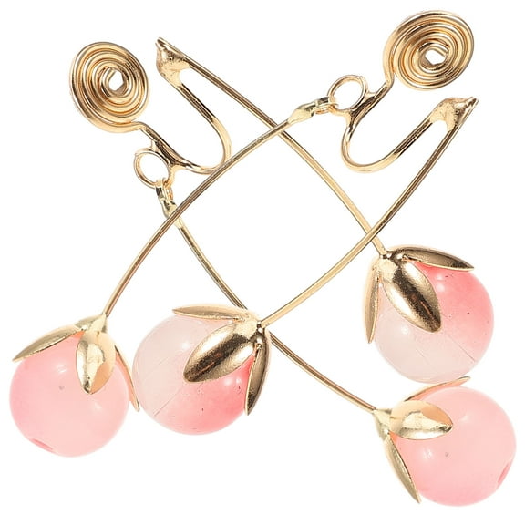 BESTYASH 1Pair Pink Non Piercing Clip on Earrings Long Drop Dangle Ear Jewelry for Weddings
