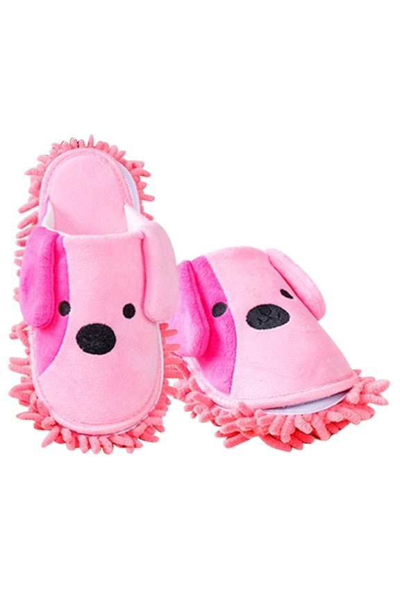 1Pair Practical Chenille and Cotton Mop Slippers for Hands-Free Floor Dusting