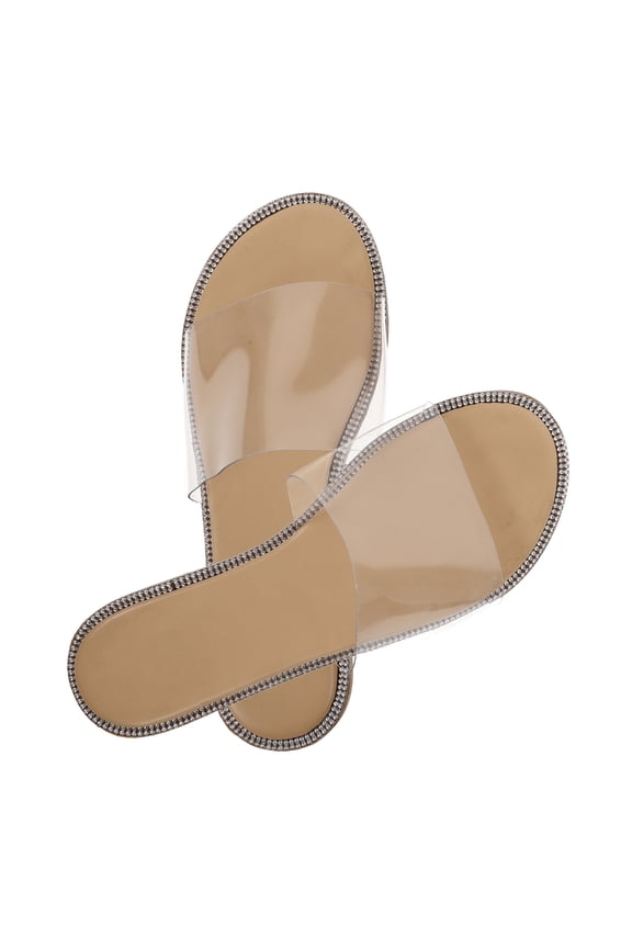 1 Pair Of Comfy Beach Shoes For Women With Clear Strap Stylish Flat Outdoor