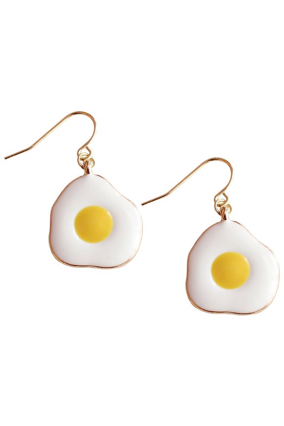 1Pair Unique Food Earrings Poached Egg Design Multi Color Dangle Earrings for Daily Wear