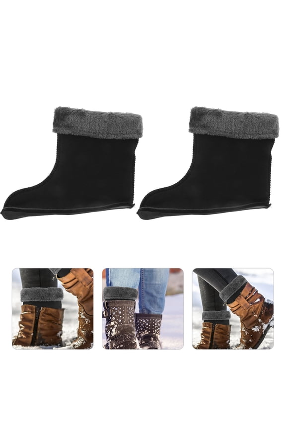 1Pair Black Insulated Boot Liners with Thick Fleece for Rain Boots Cold Weather Hiking and Winter Wear