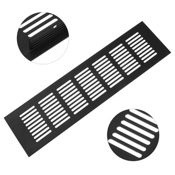 BESTYASH Aluminum Ventilation Cover with Black Mesh Screen for Cabinets, Wardrobes, Storage Spaces - 1 Pc Vent Rack