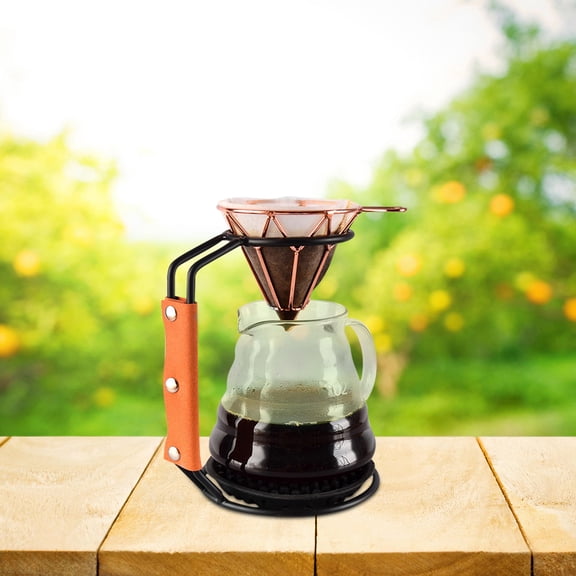 BESTYASH 1Pc Black Coffee Dripper Stand Iron Base with Round Hole Support and Non Slip Handle