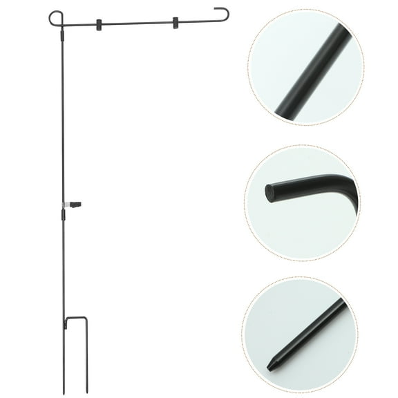 BESTYASH 1Pc Black Metal Flag Rack Sturdy Garden Flag Holder for Outdoor Yard Use