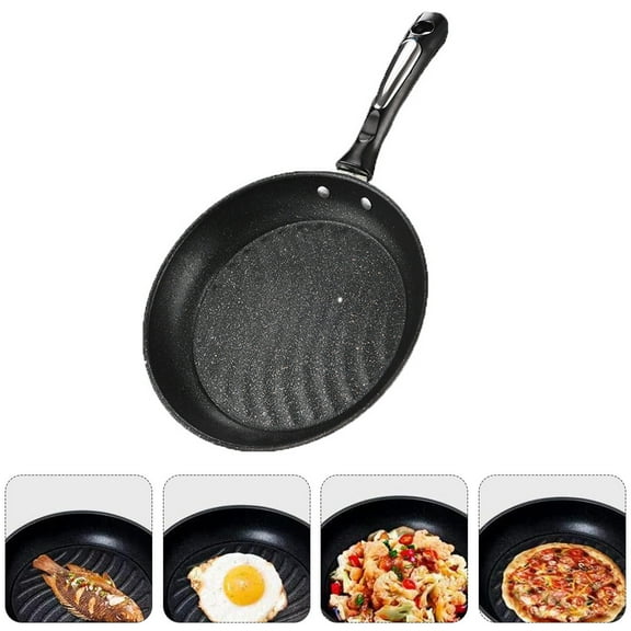 BESTYASH Maifan Stone Nonstick Frying Pan Flat Bottom, Cookware for Home Cooking, Black, 1 Pc