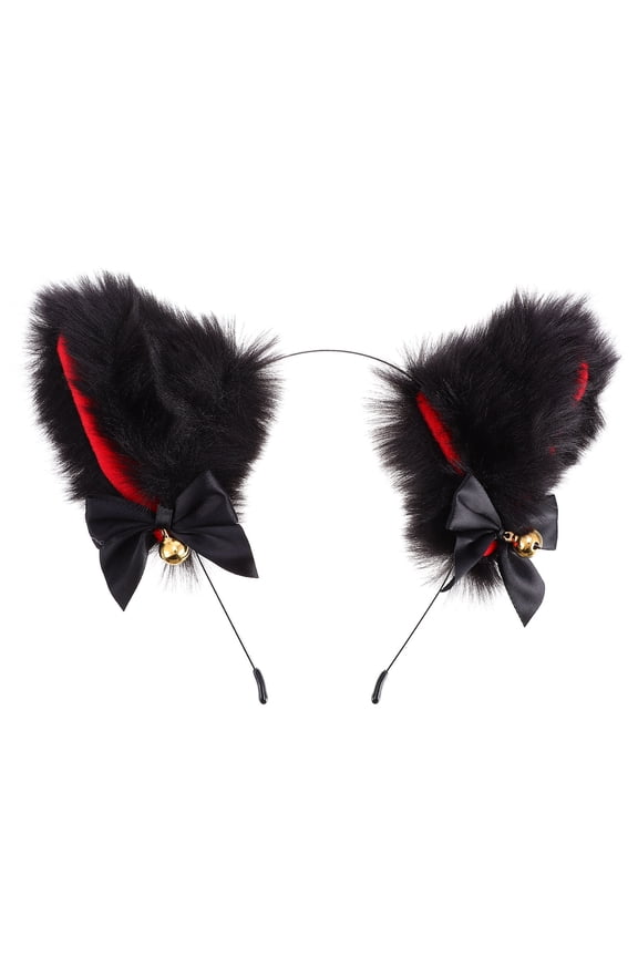 1Pc Black Plush Cat Ears Headband for Cosplay Party Decorations Comfortable Durable