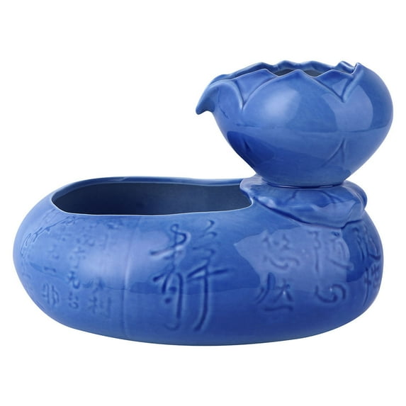 BESTYASH 1Pc Blue Ceramic Cat Drinking Fountain Creative Lotus Shape Durable Water Feeder