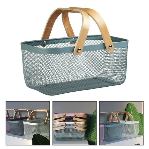 BESTYASH 1Pc Blue Iron Multipurpose Sundries Basket for Home Use Sturdy Storage Container