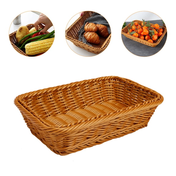 BESTYASH Plastic Woven Basket Brown for Storage of Bread and Fruits