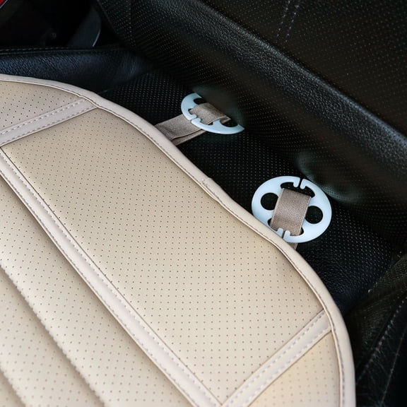 BESTYASH 1Pc Car Front Seat Cover Beige with Non Slip Silicone and Built in Storage Pocket