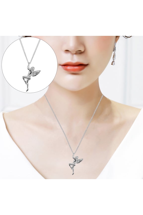 1Pc Copper Angel Necklace Metal Pendant Delicate Clavicle Chain Chic Neck Jewelry