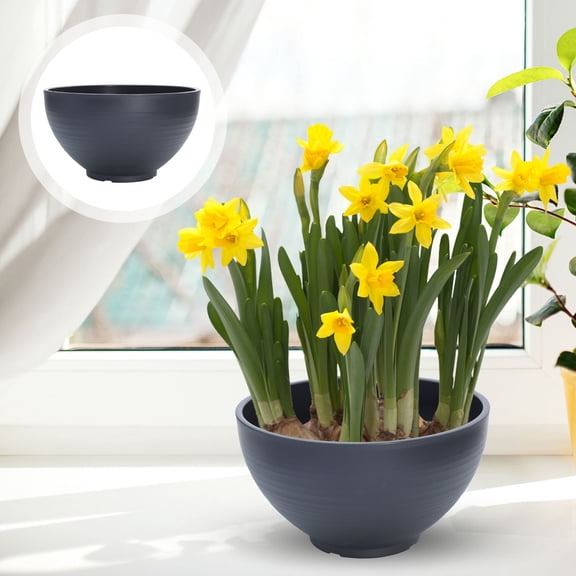 BESTYASH 1Pc Deep Daffodil Plant Pot in Dark Grey Resin Stone for Balcony and Garden Use