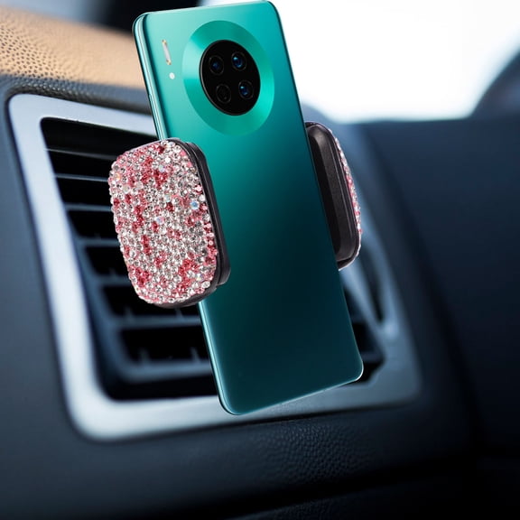 BESTYASH 1Pc Durable Pink Vehicle Mounted Phone Holder Stand with Suction Cup and Vent Clips