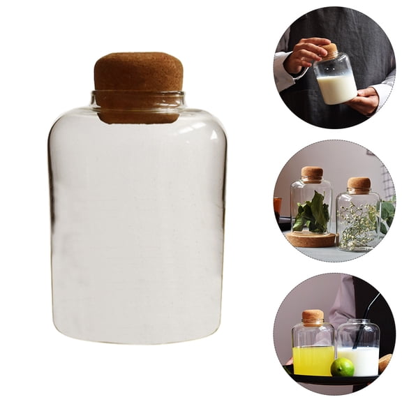BESTYASH 1Pc Glass Bottle Storage Container Khaki Borosilicate Glass for Home Snack and Grain Storage
