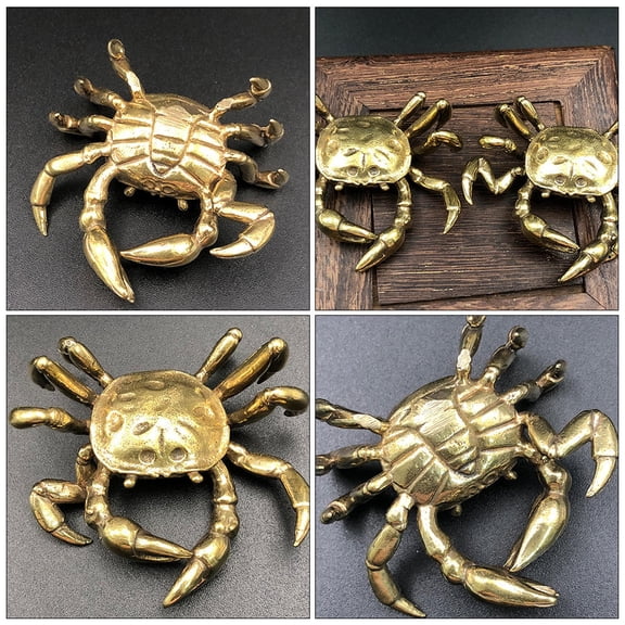 BESTYASH 1Pc Golden Brass Crab Decoration Sturdy Table Ornament Chic Office Decor