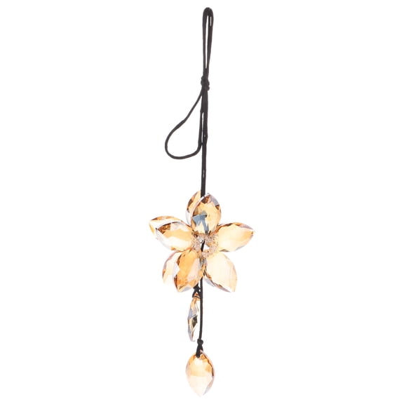 BESTYASH 1Pc Golden Crystal Curtain Pendant for Car Or Window Decoration with Sparkling Rhinestone