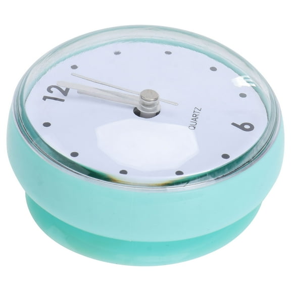 BESTYASH 1Pc Green Waterproof Sucker Clock Hanging Wall Clock Silent Anti Fog for Bathroom Kitchen