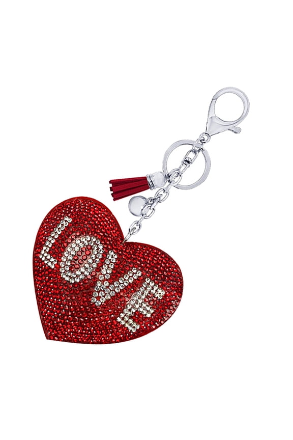 1Pc Heart Shape Key Chain with Rhinestone Inlaid Red Love Pendant for Car Keys Or Bag Ornament