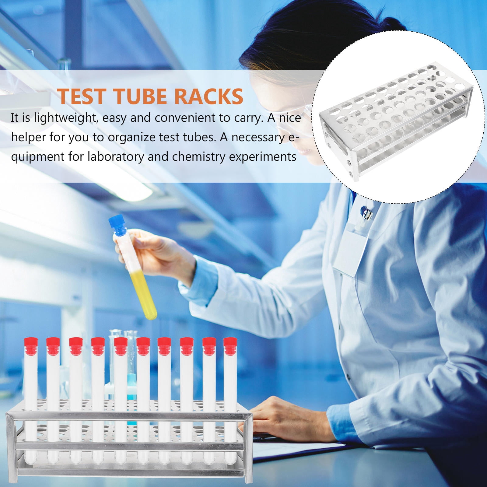 BESTYASH 1Pc Laboratory Test Tube Stand Aluminum Storage Rack Strong ...