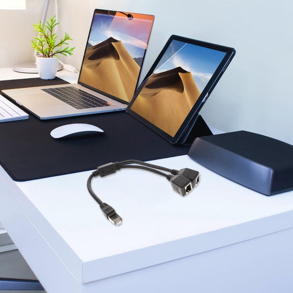 BESTYASH 1Pc Black LAN Network Cable Splitter with Shield for Computers and Ethernet Devices