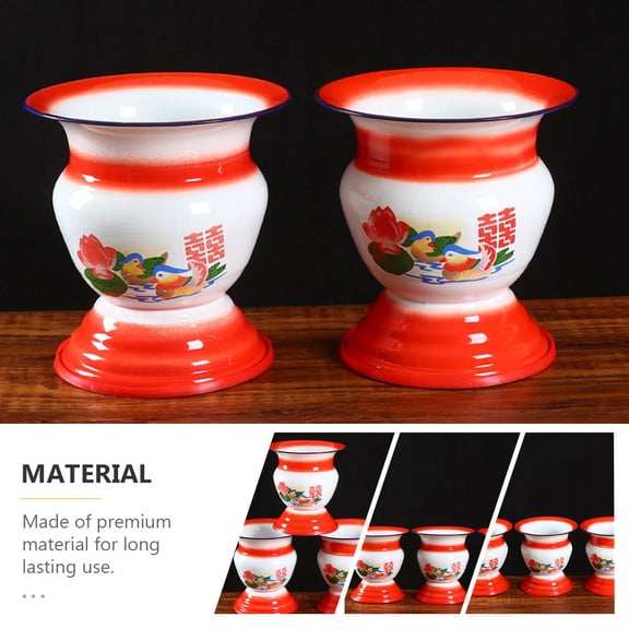 BESTYASH 1Pc Lightweight Red Enamel Spittoon for Home Travel Strong and Compact Design