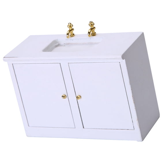 BESTYASH 1Pc Miniature Washing Table Set Plastic White Bathroom Decoration Accessory Indoor Decoration