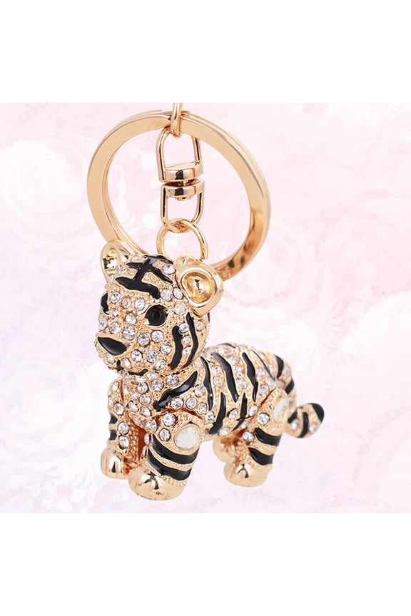 1Pc Multi Color Tiger Keychain with Rhinestone Inlaid Hanging Ornament for Everyday Use